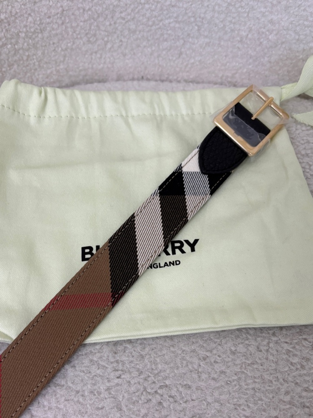 sold❌Burberry Classic Check Leather Belt in Beige/Black NEW 75cm - Picture 5 of 8